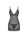 854-CHE-1 chemise & thong  black