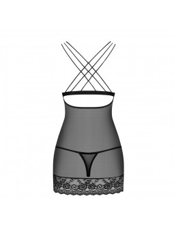 854-CHE-1 chemise & thong  black