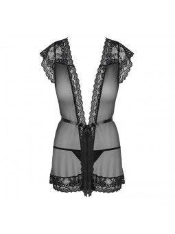 854-PEI-1 peignoir & thong  black