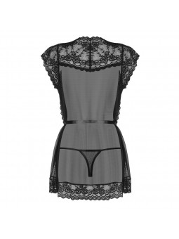 854-PEI-1 peignoir & thong  black