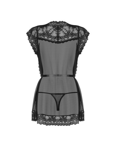 854-PEI-1 peignoir & thong  black