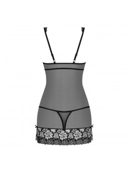 856-CHE-1 chemise & thong  black