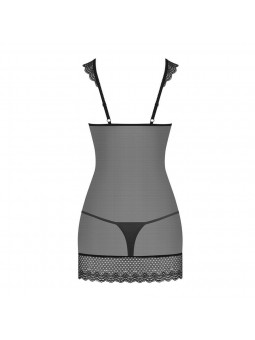857-CHE-1 chemise & thong  black