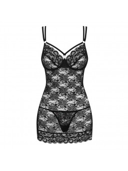 860-CHE chemise & thong  black