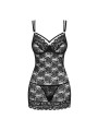 860-CHE chemise & thong  black