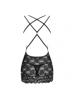860-CHE chemise & thong  black