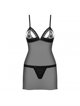 865-CHE-1 chemise & thong  black