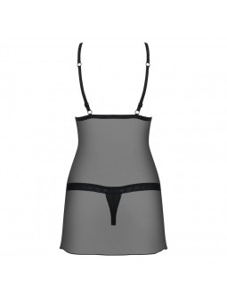 865-CHE-1 chemise & thong  black