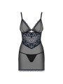 866-CHE-1 chemise & thong  black