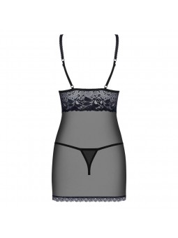 866-CHE-1 chemise & thong  black