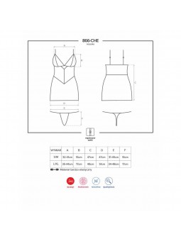 866-CHE-1 chemise & thong  black