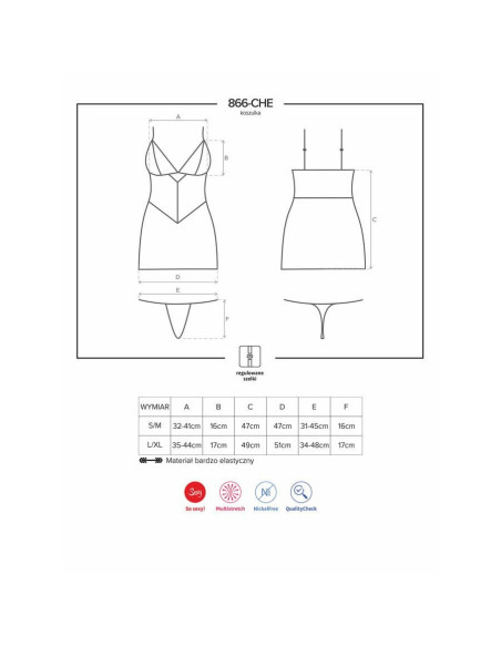 866-CHE-1 chemise & thong  black