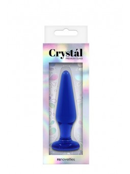 CRYSTAL TAPERED GLASS PLUG MEDIUM BLUE