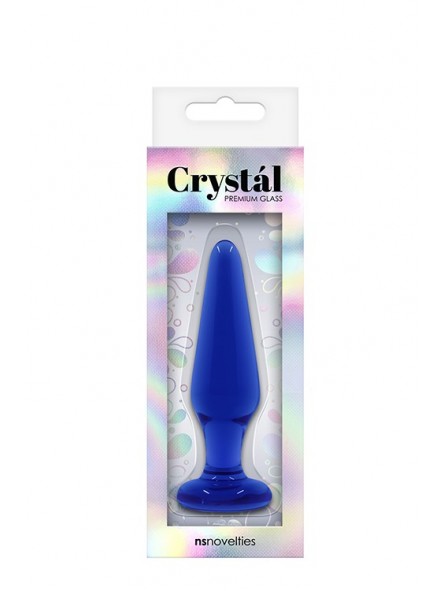 CRYSTAL TAPERED GLASS PLUG MEDIUM BLUE