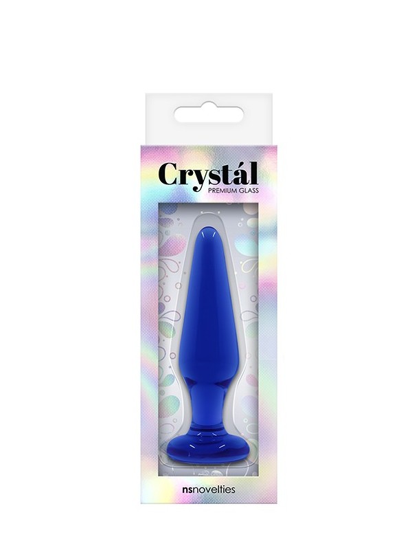 CRYSTAL TAPERED GLASS PLUG MEDIUM BLUE