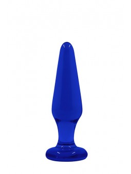 CRYSTAL TAPERED GLASS PLUG MEDIUM BLUE