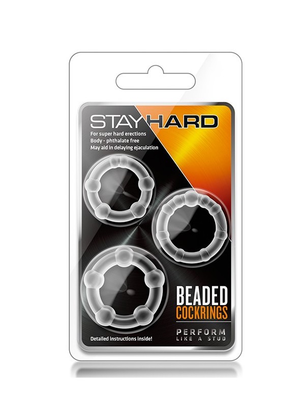 STAY HARD BEADED COCKRINGS CLEAR
