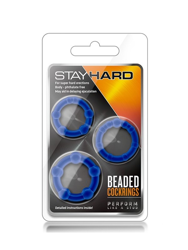 STAY HARD BEADED COCKRINGS BLUE