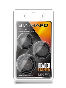 STAY HARD BEADED COCKRINGS BLACK