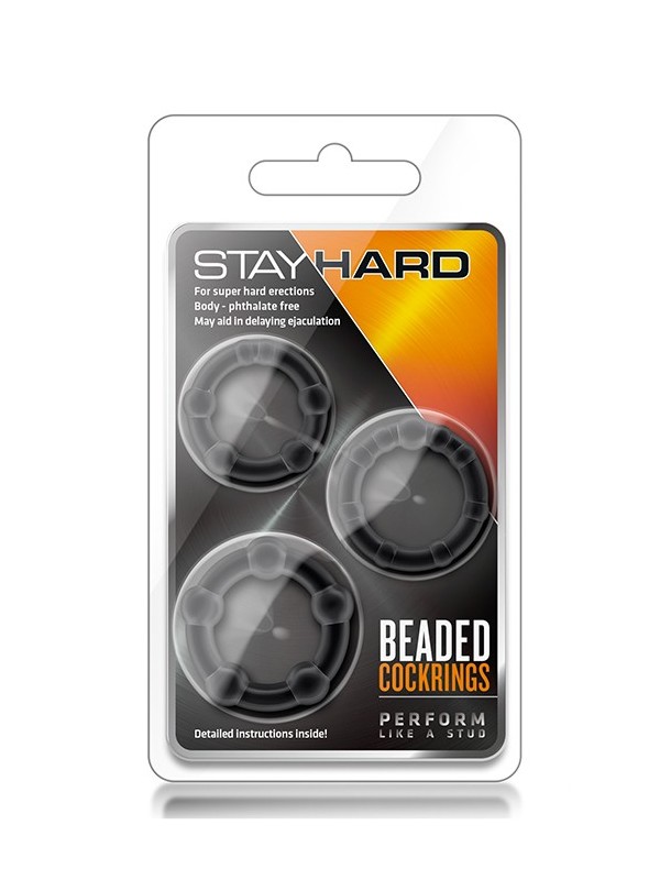 STAY HARD BEADED COCKRINGS BLACK
