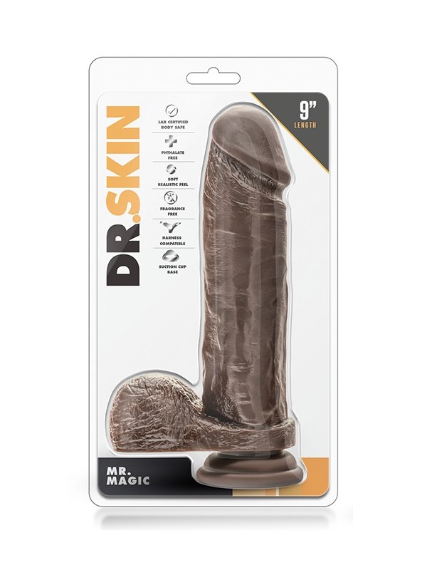 DR. SKIN MR. MAGIC 9 INCH DILDO CHOCOLAT