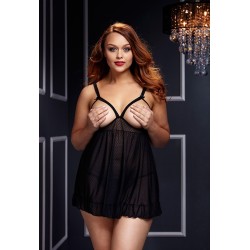 SHEER BABYDOLL W/OPEN CUP BRA PANT
