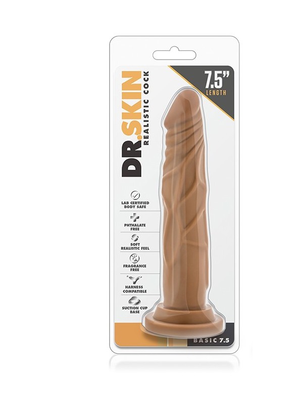 DR. SKIN REALISTIC COCK 7.5 INCH MOCHA