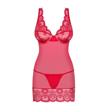853-CHE-3 chemise & thong red