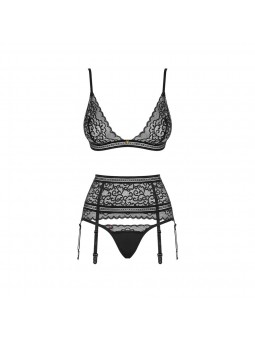 Ailay set 3 pcs + garter belt black