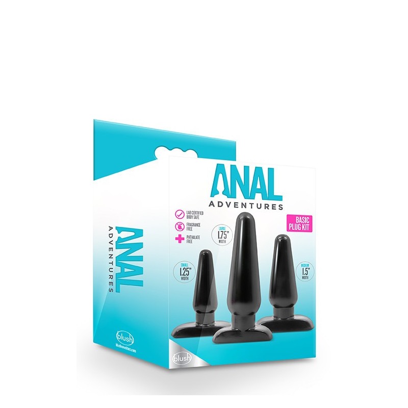 ANAL ADVENTURES BASIC PLUG KIT BLACK