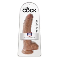 King Cock 9 inch Balls Tan