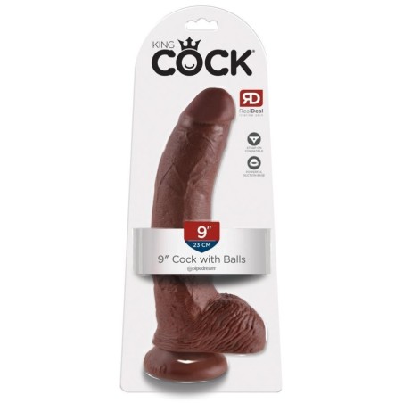 KC 9" Cock with Balls Brown