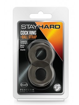 STAY HARD COCK RING AND BALL STRAP BLACK