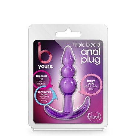 B YOURS TRIPLE BEAD ANAL PLUG PURPLE