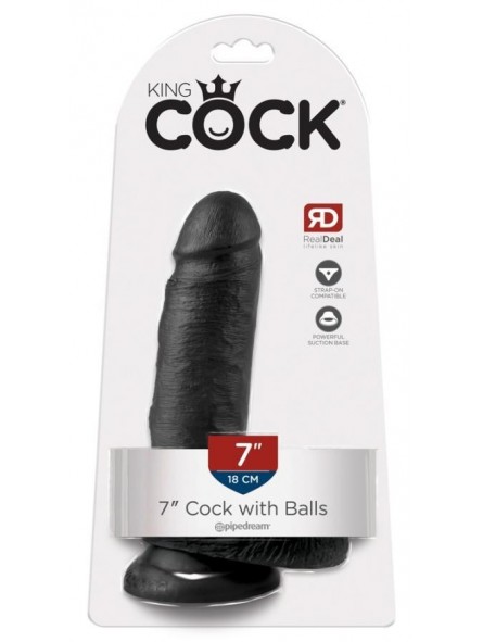 King Cock 7" Cock w Balls Dark