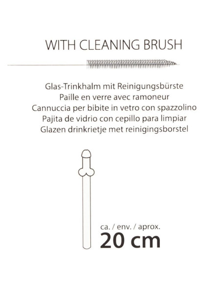 Glass Drinking Straw Willy x 4