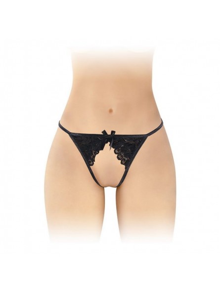 STRING SANDRA OUVERT EN DENTELLE NOIR