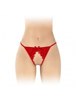 STRING SANDRA OUVERT EN DENTELLE ROUGE
