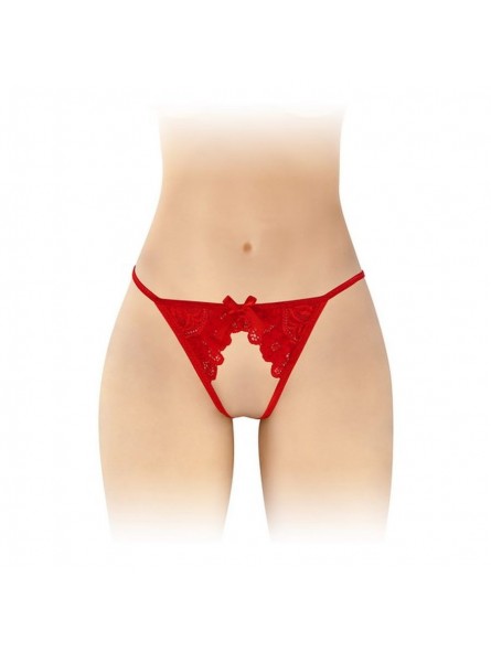 STRING SANDRA OUVERT EN DENTELLE ROUGE