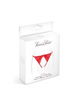 STRING SANDRA OUVERT EN DENTELLE ROUGE
