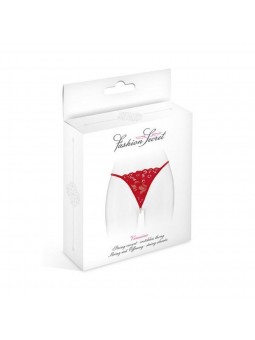 STRING ROUGE ET PERLES VENUSINA FASHION