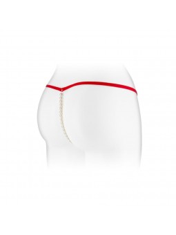 STRING ROUGE ET PERLES VENUSINA FASHION