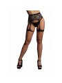 Striped, fishnet garterbelt - Black - OS