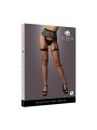 Striped, fishnet garterbelt - Black - OS