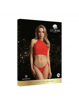 Festive Rhinestone Top and Thong OS -Red