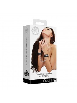 Diamond Studded Wrist Cuffs - Black