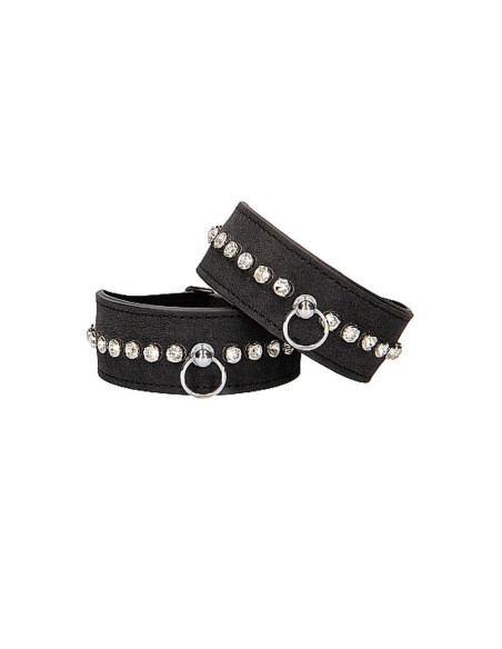 Diamond Studded Wrist Cuffs - Black