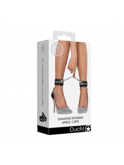 Diamond Studded Ankle Cuffs - Black