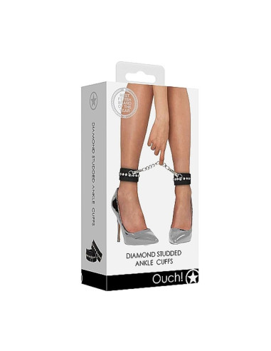 Diamond Studded Ankle Cuffs - Black