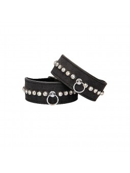 Diamond Studded Ankle Cuffs - Black